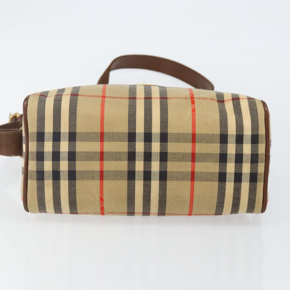 Burberrys Nova Check Shoulder Bag Canvas Beige Gold Auth BA5948