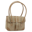 BURBERRY Shoulder Bag Leather Beige Silver Auth BA5949-1