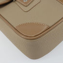 BURBERRY Shoulder Bag Leather Beige Silver Auth BA5949-11