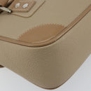 BURBERRY Shoulder Bag Leather Beige Silver Auth BA5949-13