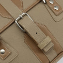 BURBERRY Shoulder Bag Leather Beige Silver Auth BA5949-15