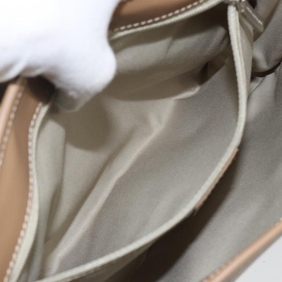 BURBERRY Shoulder Bag Leather Beige Silver Auth BA5949