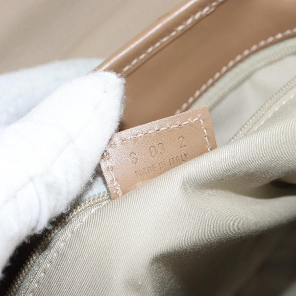 BURBERRY Shoulder Bag Leather Beige Silver Auth BA5949