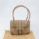 BURBERRY Shoulder Bag Leather Beige Silver Auth BA5949-24