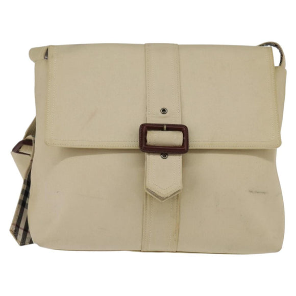 BURBERRY Shoulder Bag Canvas Beige Auth BA5950