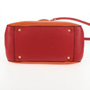 Miu Miu Madras Hand Bag Leather 2way Orange Gold Auth BA5951V-5