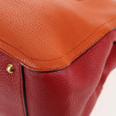 Miu Miu Madras Hand Bag Leather 2way Orange Gold Auth BA5951V-18