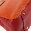 Miu Miu Madras Hand Bag Leather 2way Orange Gold Auth BA5951V-19