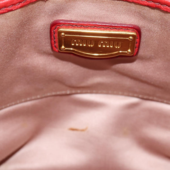 Miu Miu Madras Hand Bag Leather 2way Orange Gold Auth BA5951V