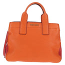 Miu Miu Madras Hand Bag Leather 2way Orange Gold Auth BA5951V-13