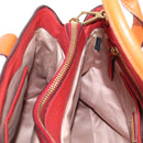 Miu Miu Madras Hand Bag Leather 2way Orange Gold Auth BA5951V-26