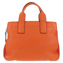 Miu Miu Madras Hand Bag Leather 2way Orange Gold Auth BA5951V-2