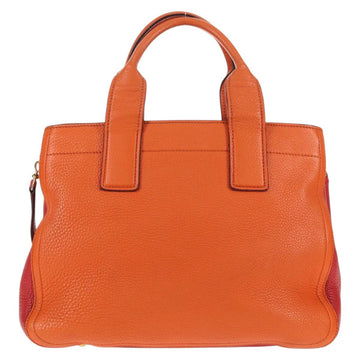 Miu Miu Madras Hand Bag Leather 2way Orange Gold Auth BA5951V - 0