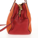 Miu Miu Madras Hand Bag Leather 2way Orange Gold Auth BA5951V-3