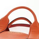 Miu Miu Madras Hand Bag Leather 2way Orange Gold Auth BA5951V-14