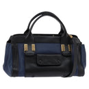 Chloe Alice Hand Bag Leather 2way Navy Gold Auth BA5952-1
