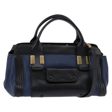 Chloe Alice Hand Bag Leather 2way Navy Gold Auth BA5952