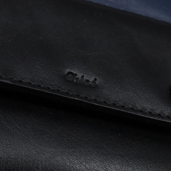 Chloe Alice Hand Bag Leather 2way Navy Gold Auth BA5952