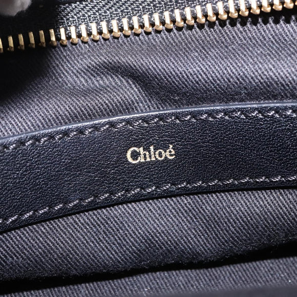 Chloe Alice Hand Bag Leather 2way Navy Gold Auth BA5952