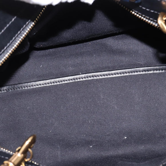 Chloe Alice Hand Bag Leather 2way Navy Gold Auth BA5952