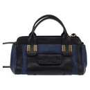 Chloe Alice Hand Bag Leather 2way Navy Gold Auth BA5952-13