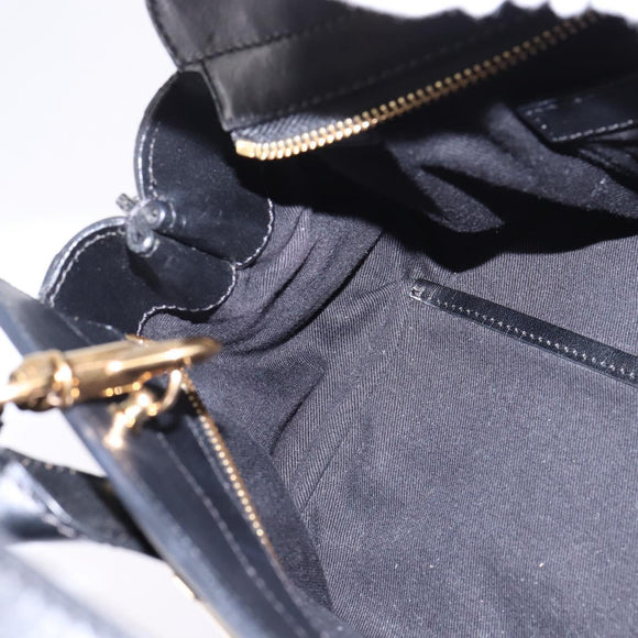 Chloe Alice Hand Bag Leather 2way Navy Gold Auth BA5952