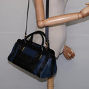 Chloe Alice Hand Bag Leather 2way Navy Gold Auth BA5952-24