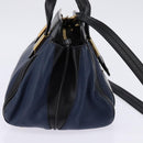 Chloe Alice Hand Bag Leather 2way Navy Gold Auth BA5952-3