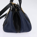 Chloe Alice Hand Bag Leather 2way Navy Gold Auth BA5952-4