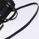 Chloe Alice Hand Bag Leather 2way Navy Gold Auth BA5952-8