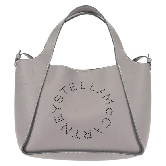 Stella MacCartney Hand Bag Leather 2way Gray Silver Auth BA5955