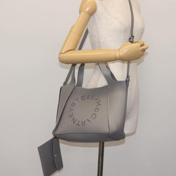 Stella MacCartney Hand Bag Leather 2way Gray Silver Auth BA5955