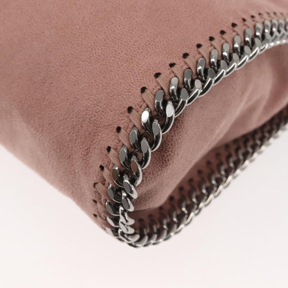 Stella MacCartney Chain Fabera Shoulder Bag Suede Pink Silver Auth BA5956