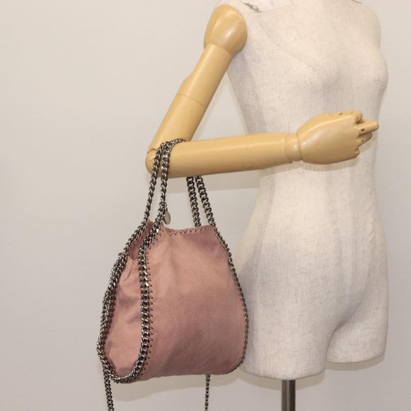 Stella MacCartney Chain Fabera Shoulder Bag Suede Pink Silver Auth BA5956