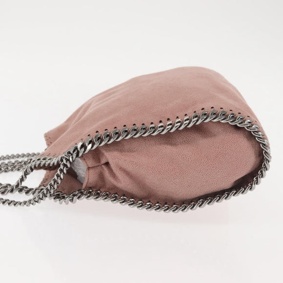 Stella MacCartney Chain Fabera Shoulder Bag Suede Pink Silver Auth BA5956