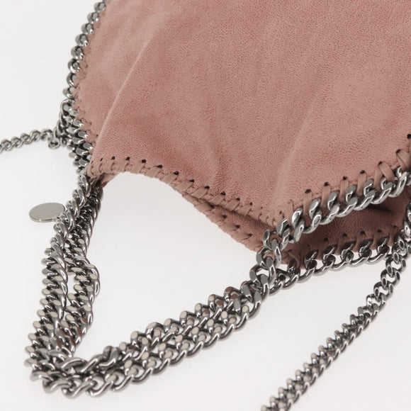 Stella MacCartney Chain Fabera Shoulder Bag Suede Pink Silver Auth BA5956