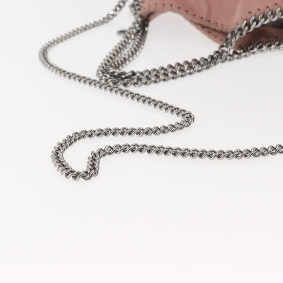 Stella MacCartney Chain Fabera Shoulder Bag Suede Pink Silver Auth BA5956