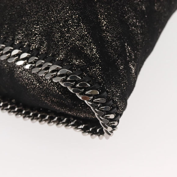 Stella MacCartney Chain Fabera Shoulder Bag Suede Black Silver Auth BA5957