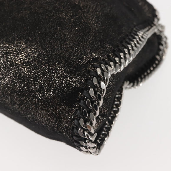 Stella MacCartney Chain Fabera Shoulder Bag Suede Black Silver Auth BA5957