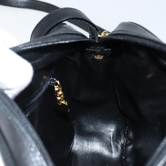 Salvatore Ferragamo Vala Shoulder Bag Leather Black Gold Auth BA5962