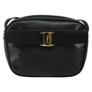 Salvatore Ferragamo Vala Shoulder Bag Leather Black Gold Auth BA5962-13