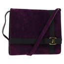 Salvatore Ferragamo Vala Shoulder Bag Suede Purple Gold Auth BA5963-1