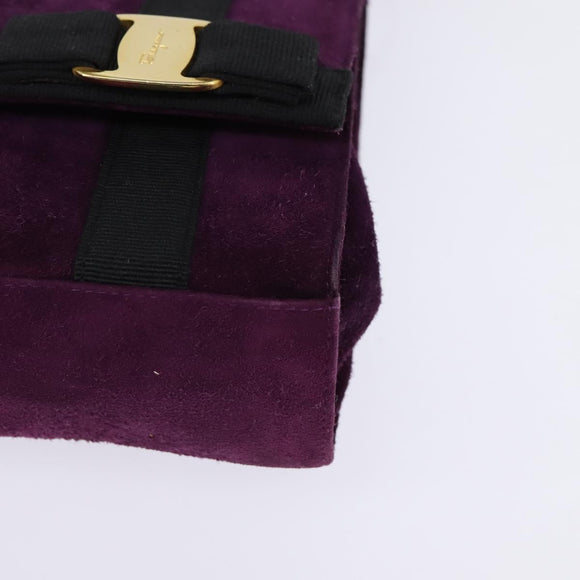 Salvatore Ferragamo Vala Shoulder Bag Suede Purple Gold Auth BA5963