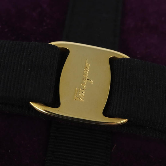 Salvatore Ferragamo Vala Shoulder Bag Suede Purple Gold Auth BA5963