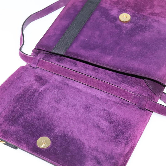 Salvatore Ferragamo Vala Shoulder Bag Suede Purple Gold Auth BA5963