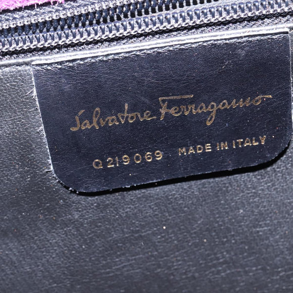 Salvatore Ferragamo Vala Shoulder Bag Suede Purple Gold Auth BA5963