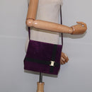 Salvatore Ferragamo Vala Shoulder Bag Suede Purple Gold Auth BA5963-21