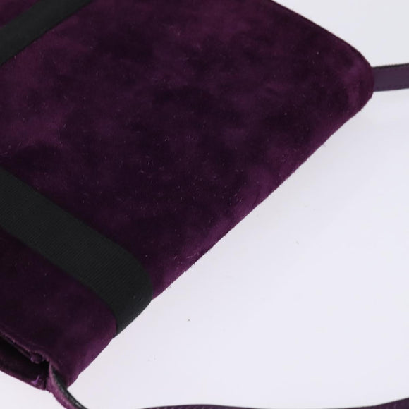 Salvatore Ferragamo Vala Shoulder Bag Suede Purple Gold Auth BA5963