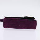 Salvatore Ferragamo Vala Shoulder Bag Suede Purple Gold Auth BA5963-9