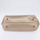 Salvatore Ferragamo Gancini Hand Bag Leather 2way Beige Gold Auth BA5964-5